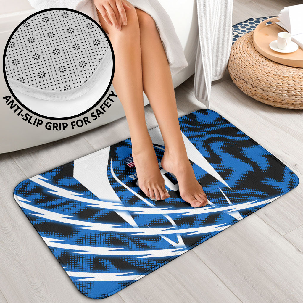 Personalized United States Soccer Bathroom Set USA Patriotic Eagle Mascot - Blue Geometric