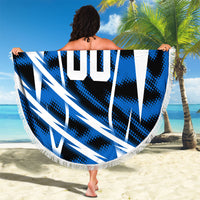 Personalized United States Soccer Beach Blanket USA Patriotic Eagle Mascot - Blue Geometric