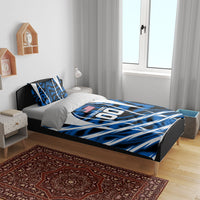 Personalized United States Soccer Bedding Set USA Patriotic Eagle Mascot - Blue Geometric