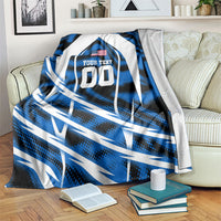 Personalized United States Soccer Blanket USA Patriotic Eagle Mascot - Blue Geometric