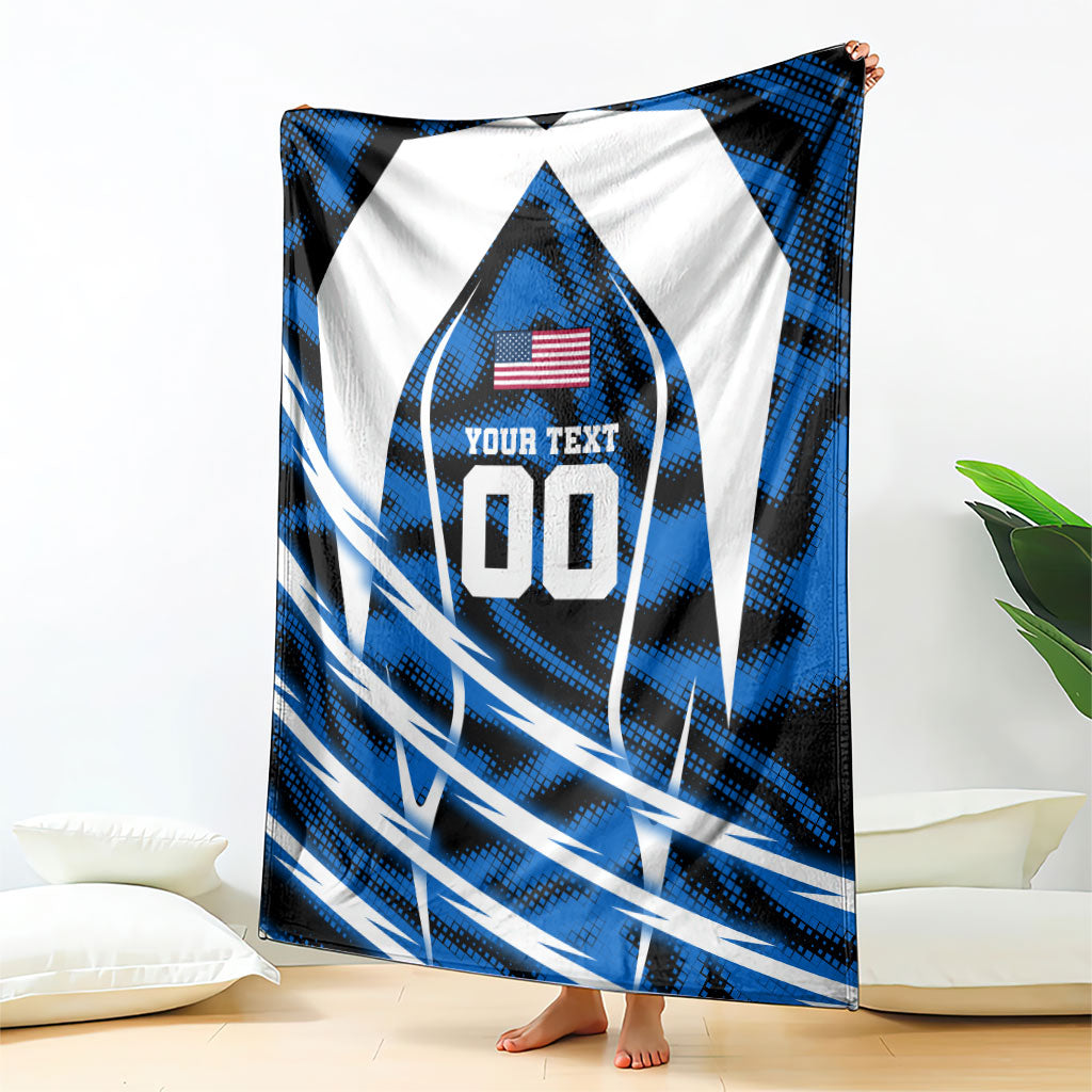 Personalized United States Soccer Blanket USA Patriotic Eagle Mascot - Blue Geometric