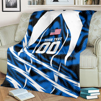 Personalized United States Soccer Blanket USA Patriotic Eagle Mascot - Blue Geometric