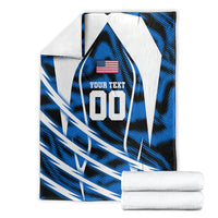 Personalized United States Soccer Blanket USA Patriotic Eagle Mascot - Blue Geometric