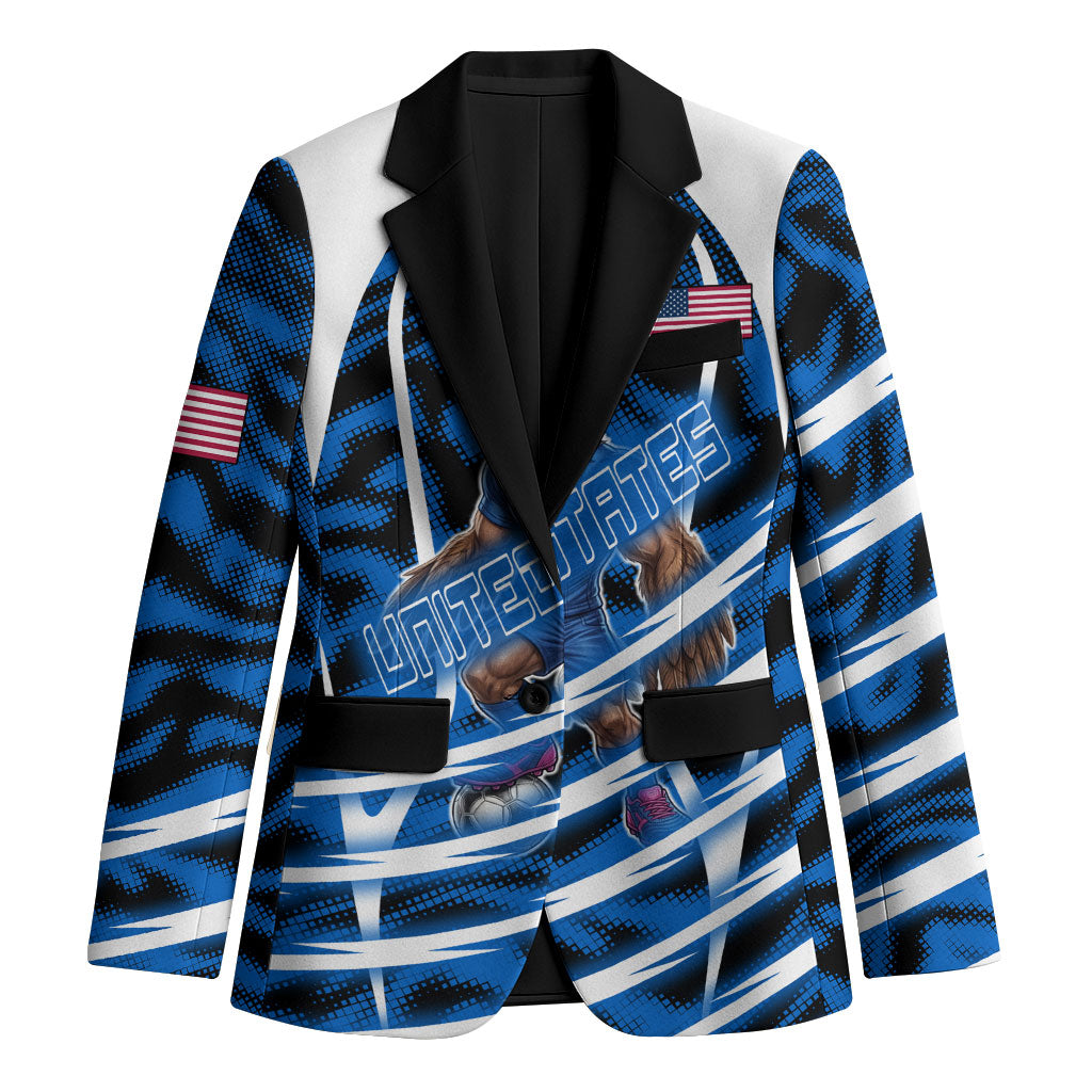 Personalized United States Soccer Blazer USA Patriotic Eagle Mascot - Blue Geometric