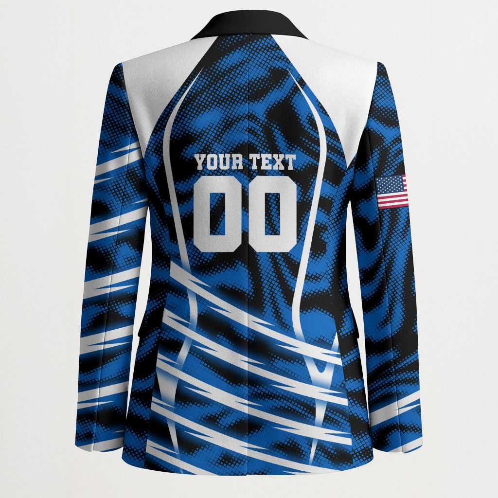 Personalized United States Soccer Blazer USA Patriotic Eagle Mascot - Blue Geometric