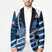 Personalized United States Soccer Blazer USA Patriotic Eagle Mascot - Blue Geometric