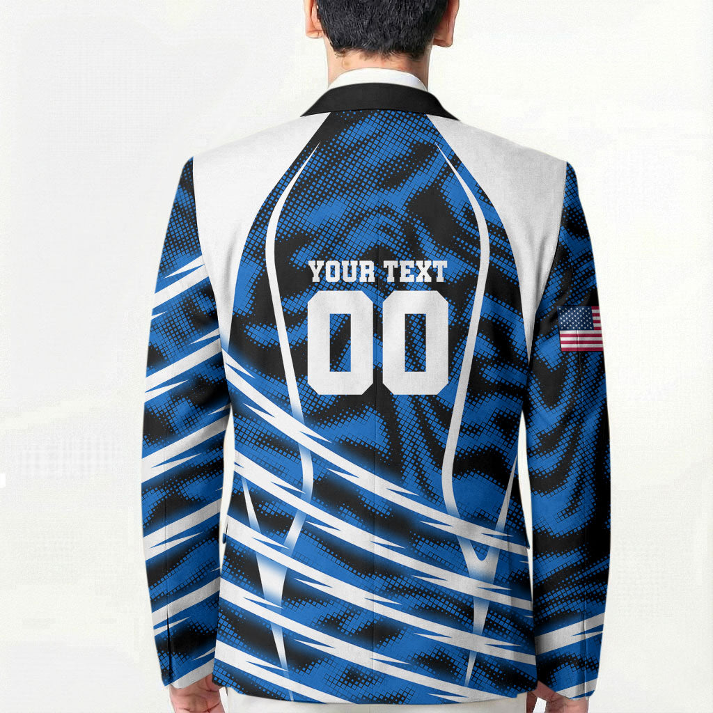 Personalized United States Soccer Blazer USA Patriotic Eagle Mascot - Blue Geometric
