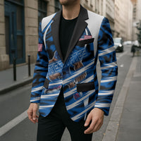 Personalized United States Soccer Blazer USA Patriotic Eagle Mascot - Blue Geometric