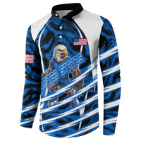 Personalized United States Soccer Button Sweatshirt USA Patriotic Eagle Mascot - Blue Geometric