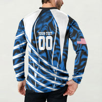 Personalized United States Soccer Button Sweatshirt USA Patriotic Eagle Mascot - Blue Geometric