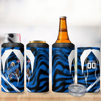 Personalized United States Soccer 4 in 1 Can Cooler Tumbler USA Patriotic Eagle Mascot - Blue Geometric