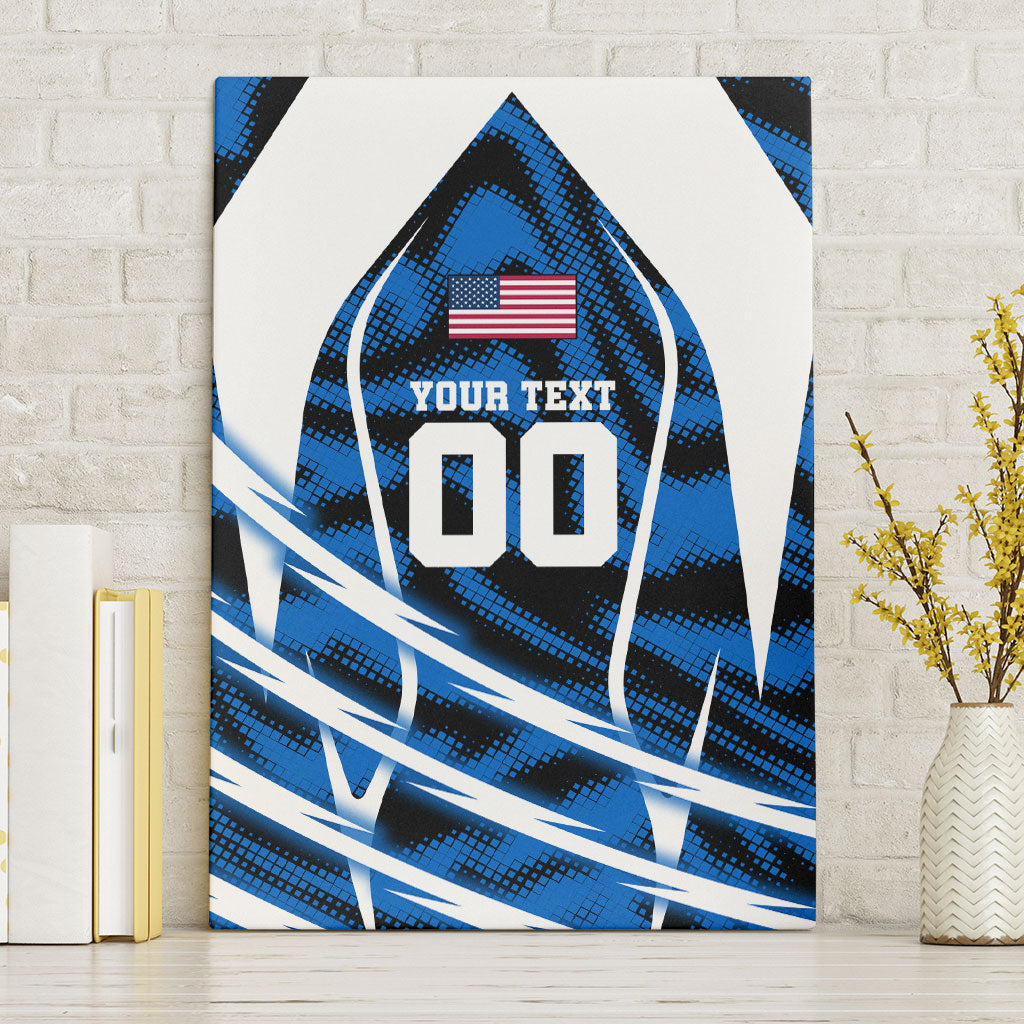 Personalized United States Soccer Canvas Wall Art USA Patriotic Eagle Mascot - Blue Geometric