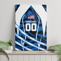 Personalized United States Soccer Canvas Wall Art USA Patriotic Eagle Mascot - Blue Geometric