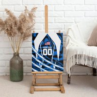 Personalized United States Soccer Canvas Wall Art USA Patriotic Eagle Mascot - Blue Geometric