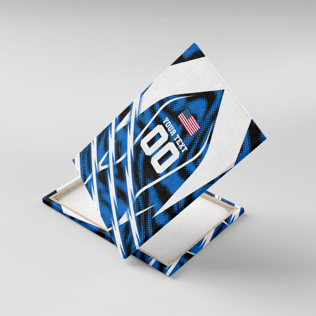 Personalized United States Soccer Canvas Wall Art USA Patriotic Eagle Mascot - Blue Geometric