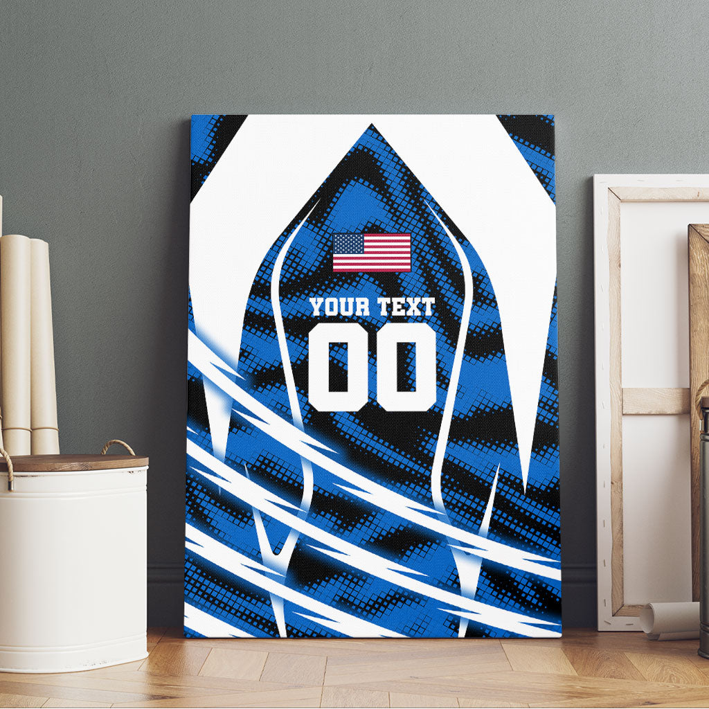 Personalized United States Soccer Canvas Wall Art USA Patriotic Eagle Mascot - Blue Geometric