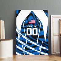 Personalized United States Soccer Canvas Wall Art USA Patriotic Eagle Mascot - Blue Geometric