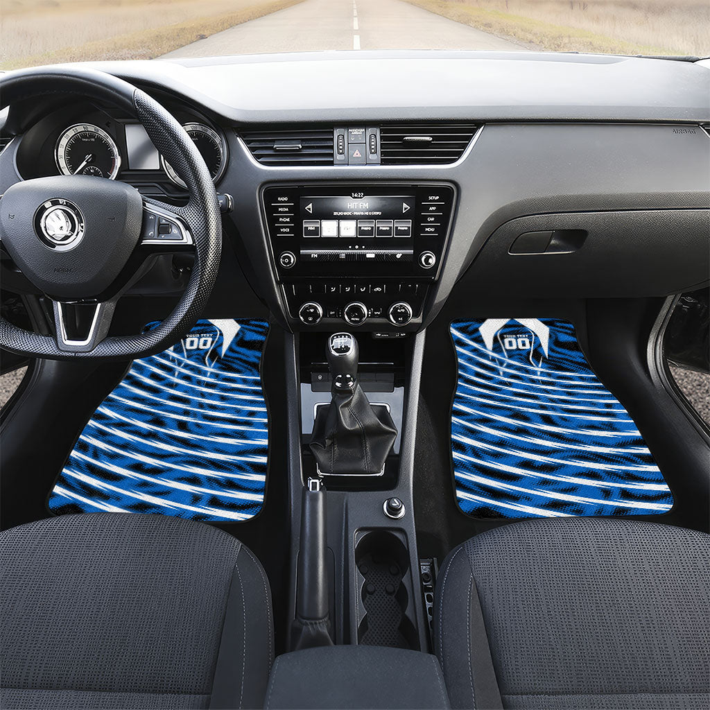 Personalized United States Soccer Car Mats USA Patriotic Eagle Mascot - Blue Geometric