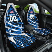 Personalized United States Soccer Car Seat Cover USA Patriotic Eagle Mascot - Blue Geometric