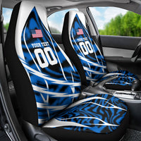 Personalized United States Soccer Car Seat Cover USA Patriotic Eagle Mascot - Blue Geometric