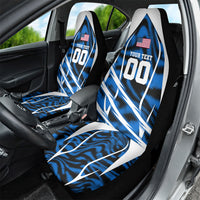 Personalized United States Soccer Car Seat Cover USA Patriotic Eagle Mascot - Blue Geometric