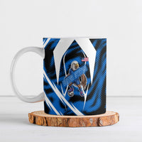 Personalized United States Soccer Ceramic Mug USA Patriotic Eagle Mascot - Blue Geometric