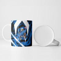 Personalized United States Soccer Ceramic Mug USA Patriotic Eagle Mascot - Blue Geometric