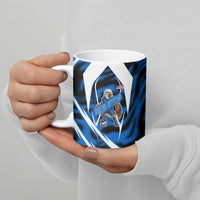 Personalized United States Soccer Ceramic Mug USA Patriotic Eagle Mascot - Blue Geometric