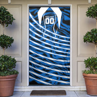 Personalized United States Soccer Door Cover USA Patriotic Eagle Mascot - Blue Geometric