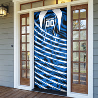 Personalized United States Soccer Door Cover USA Patriotic Eagle Mascot - Blue Geometric