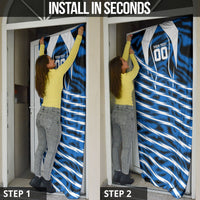 Personalized United States Soccer Door Cover USA Patriotic Eagle Mascot - Blue Geometric