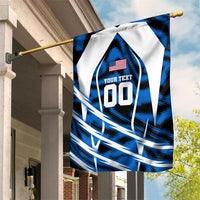 Personalized United States Soccer Garden Flag USA Patriotic Eagle Mascot - Blue Geometric