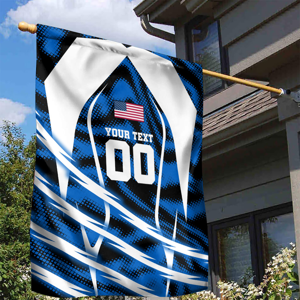Personalized United States Soccer Garden Flag USA Patriotic Eagle Mascot - Blue Geometric
