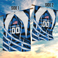 Personalized United States Soccer Garden Flag USA Patriotic Eagle Mascot - Blue Geometric