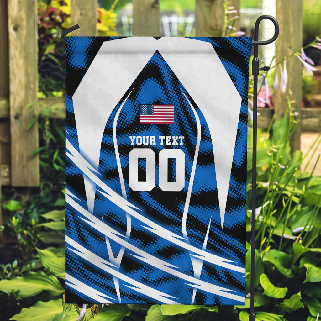 Personalized United States Soccer Garden Flag USA Patriotic Eagle Mascot - Blue Geometric
