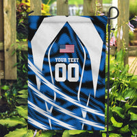 Personalized United States Soccer Garden Flag USA Patriotic Eagle Mascot - Blue Geometric