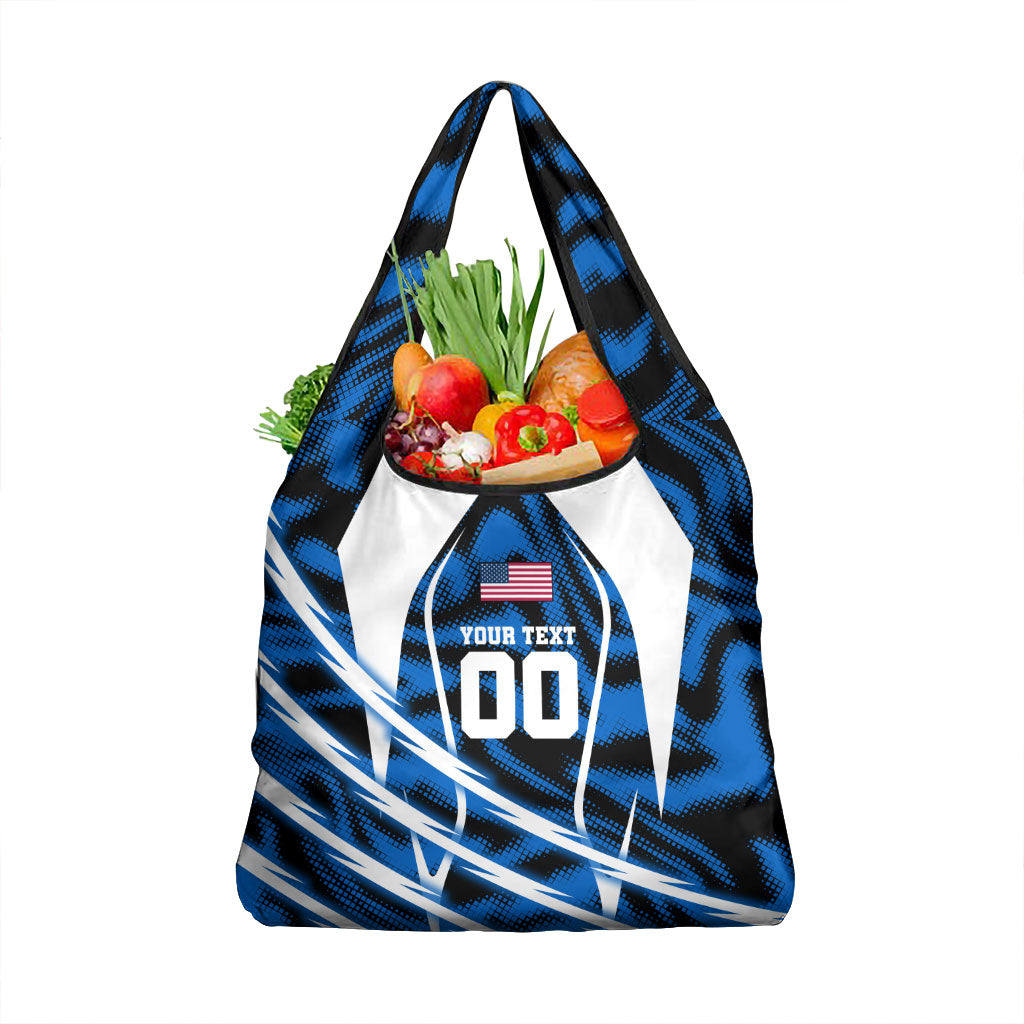 Personalized United States Soccer Grocery Bag USA Patriotic Eagle Mascot - Blue Geometric