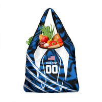 Personalized United States Soccer Grocery Bag USA Patriotic Eagle Mascot - Blue Geometric