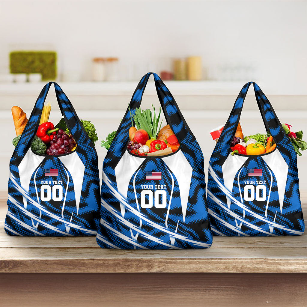 Personalized United States Soccer Grocery Bag USA Patriotic Eagle Mascot - Blue Geometric