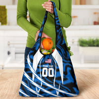 Personalized United States Soccer Grocery Bag USA Patriotic Eagle Mascot - Blue Geometric