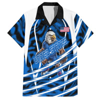 Personalized United States Soccer Hawaiian Shirt USA Patriotic Eagle Mascot - Blue Geometric