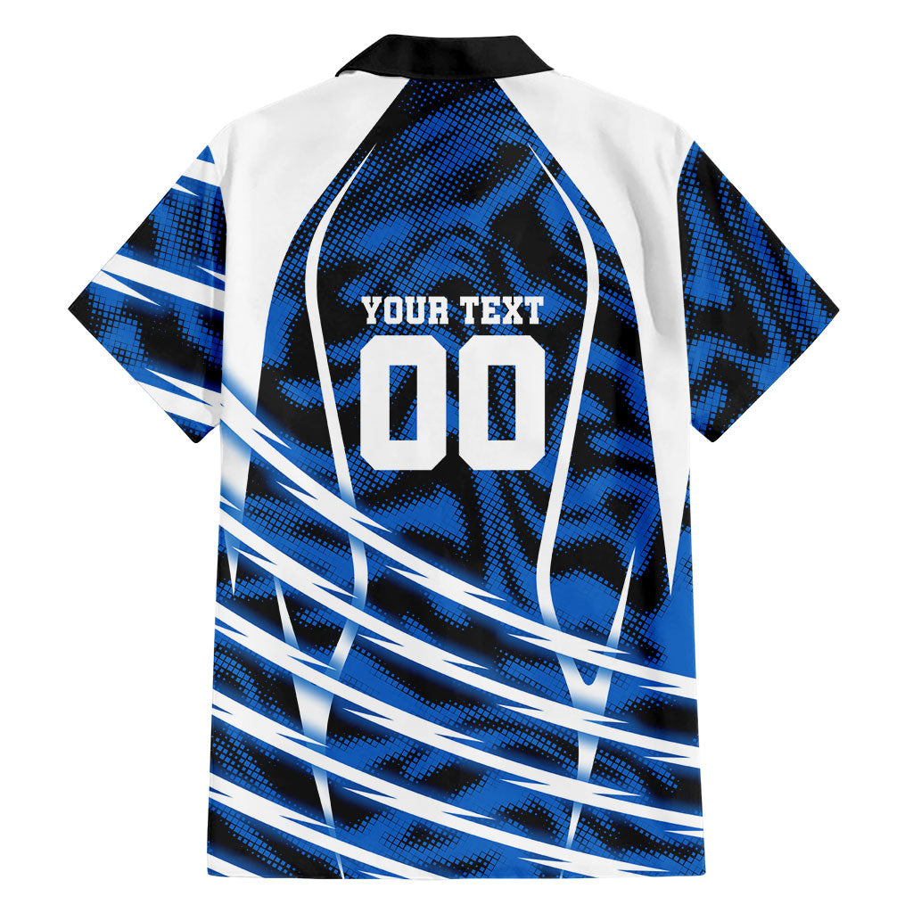 Personalized United States Soccer Hawaiian Shirt USA Patriotic Eagle Mascot - Blue Geometric