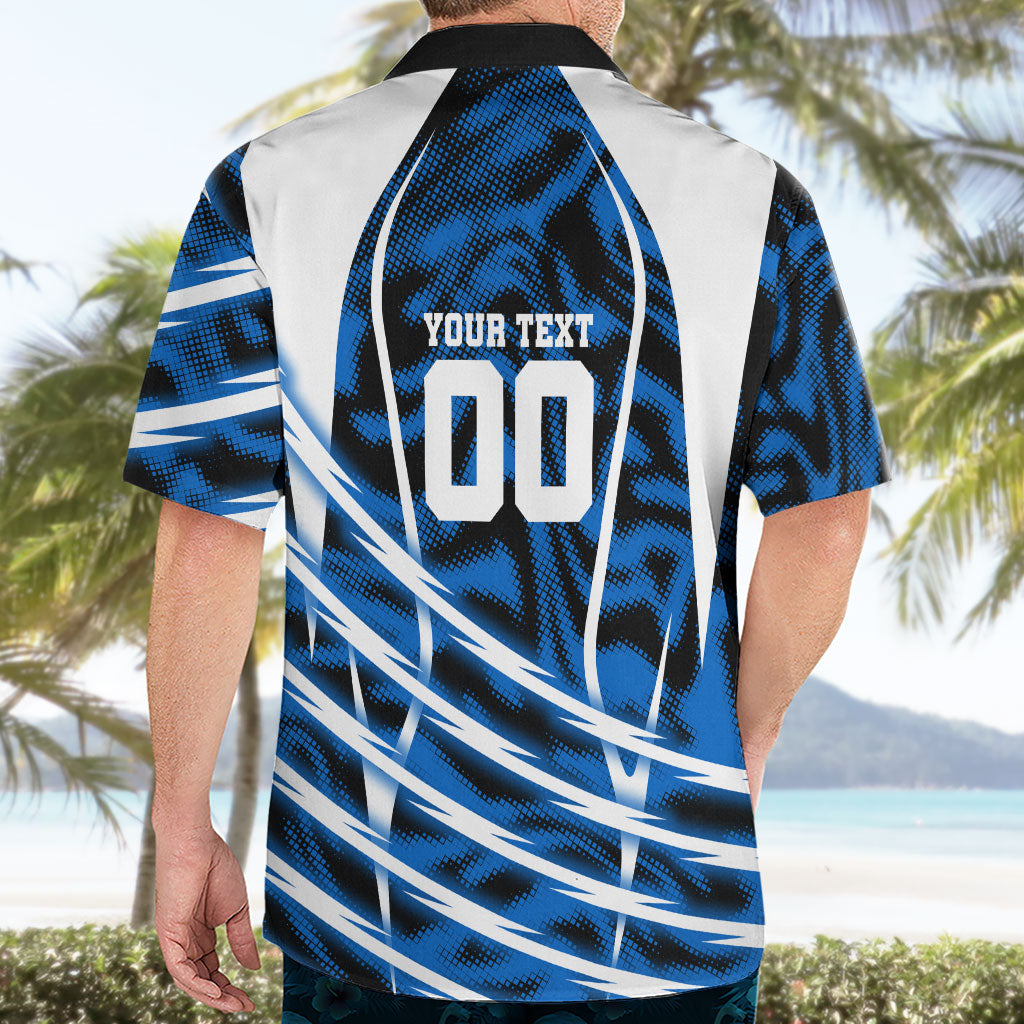 Personalized United States Soccer Hawaiian Shirt USA Patriotic Eagle Mascot - Blue Geometric