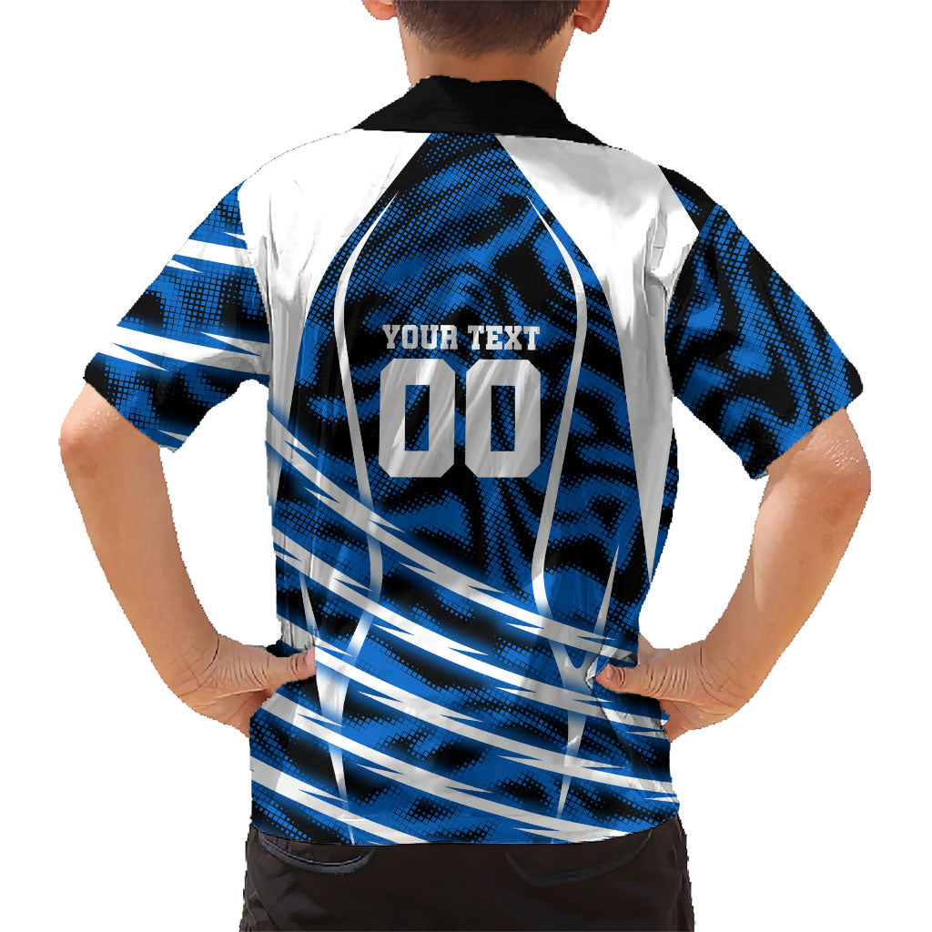Personalized United States Soccer Hawaiian Shirt USA Patriotic Eagle Mascot - Blue Geometric