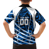 Personalized United States Soccer Hawaiian Shirt USA Patriotic Eagle Mascot - Blue Geometric