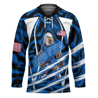 Personalized United States Soccer Hockey Jersey USA Patriotic Eagle Mascot - Blue Geometric
