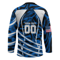 Personalized United States Soccer Hockey Jersey USA Patriotic Eagle Mascot - Blue Geometric