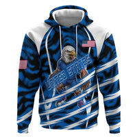 Personalized United States Soccer Hoodie USA Patriotic Eagle Mascot - Blue Geometric