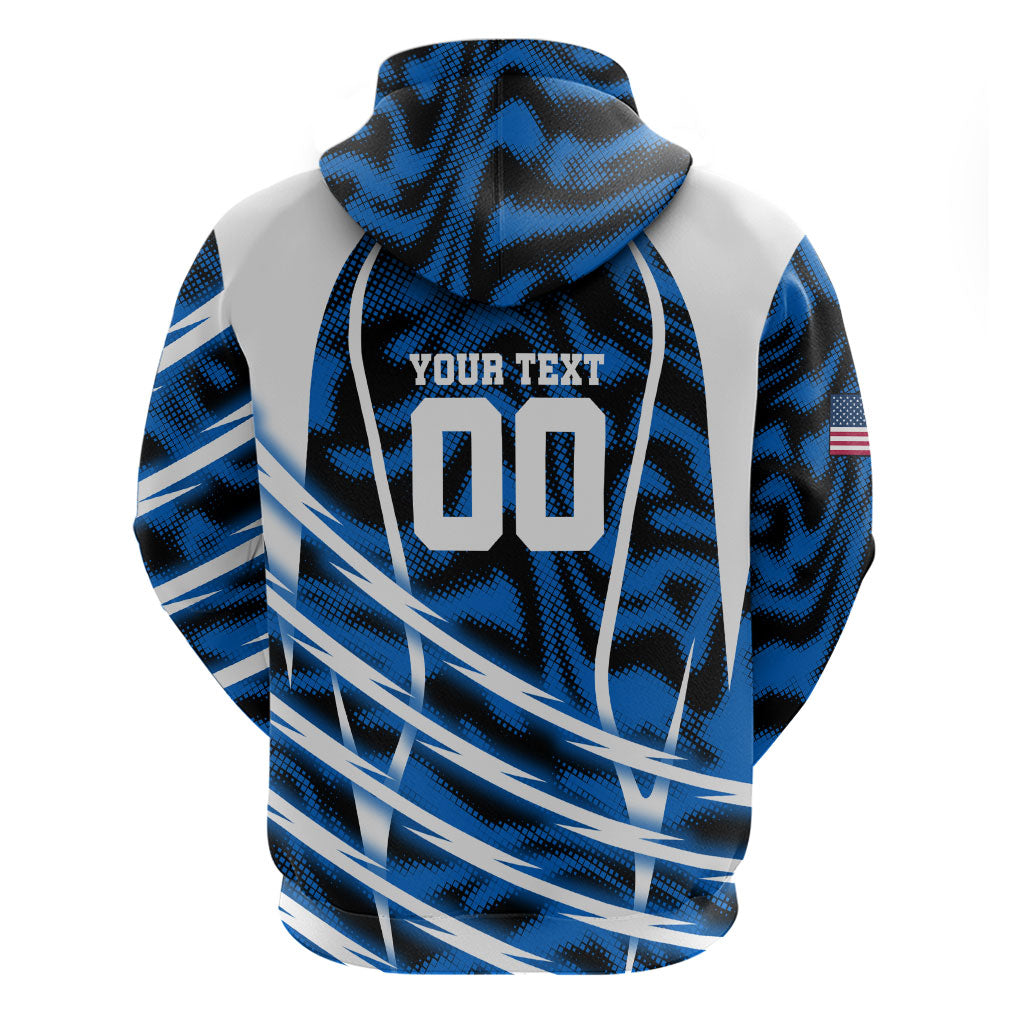 Personalized United States Soccer Hoodie USA Patriotic Eagle Mascot - Blue Geometric