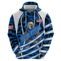 Personalized United States Soccer Hoodie USA Patriotic Eagle Mascot - Blue Geometric
